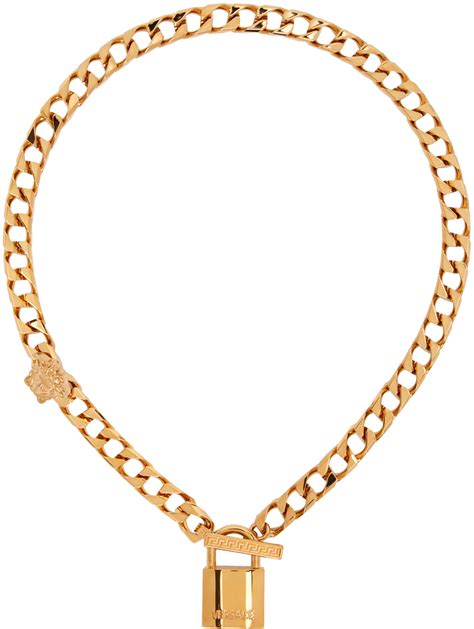 versace gold chain sweater|Versace lock statement necklace.